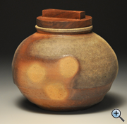 wood fired jar with black walnut lid